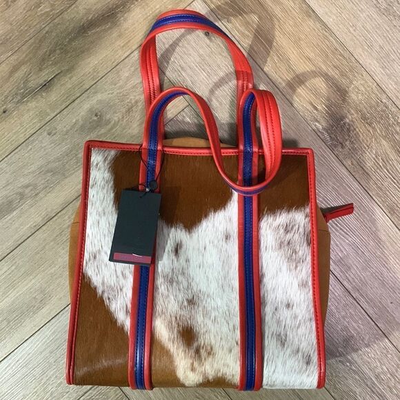 NWT Sophie Cano Women's Brown Calf Skin Zip top Tote - Picture 1 of 12